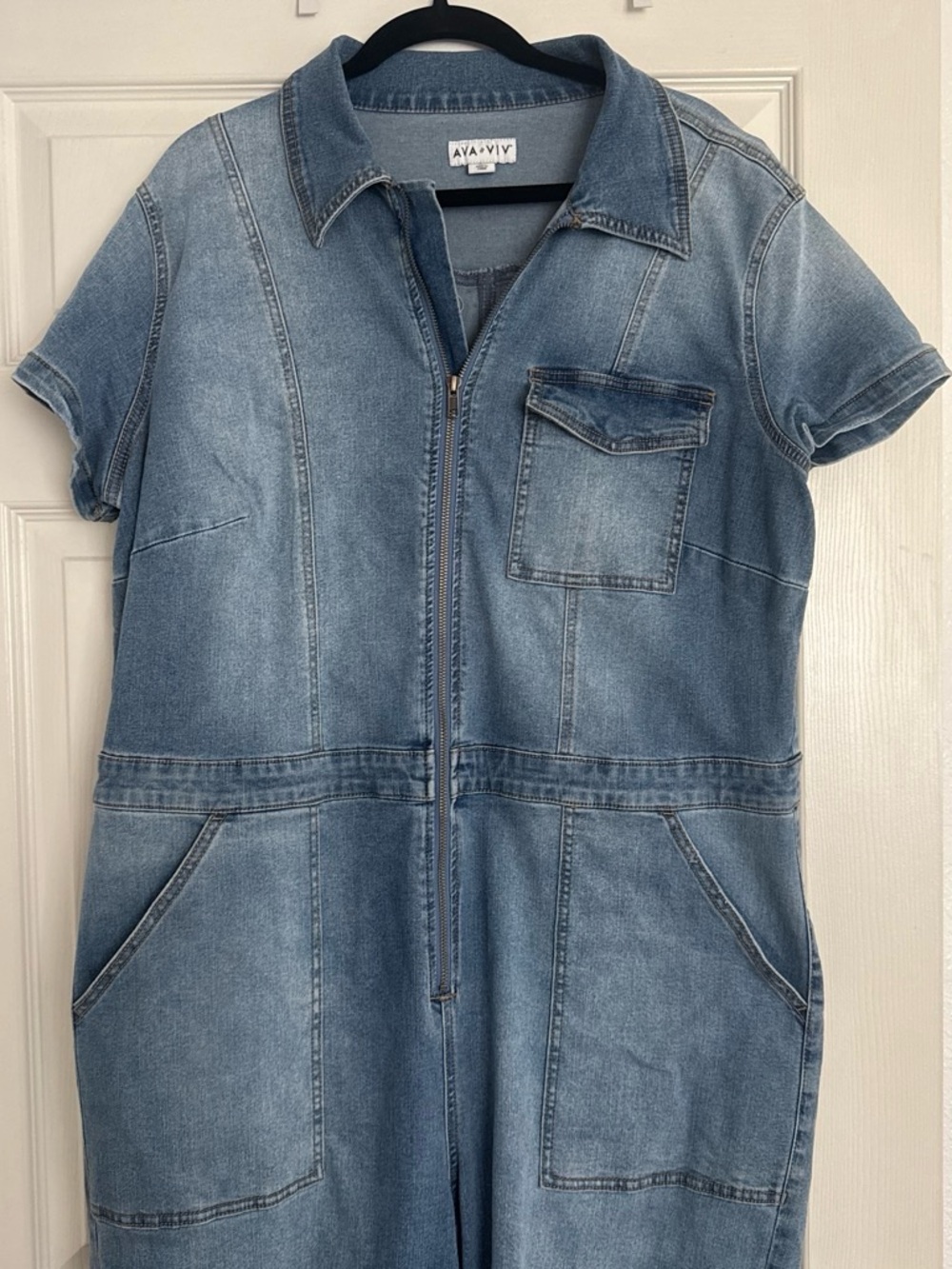Ava & Viv Light Wash Denim Top - Blue